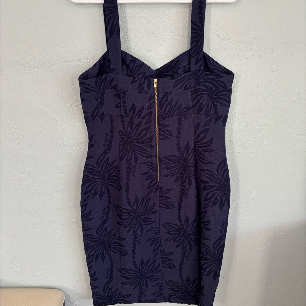 Lilly Pulitzer Navy Blue Sheath Dress with Palm Tree Print - Picture 2 of 3